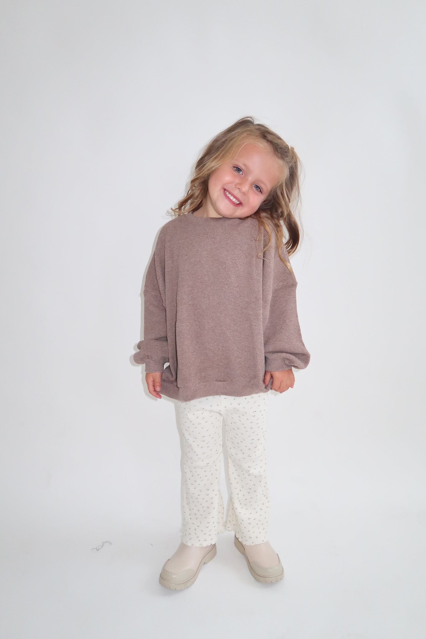 Kids Cozy Waffle Lettuce-edge Flare Pants