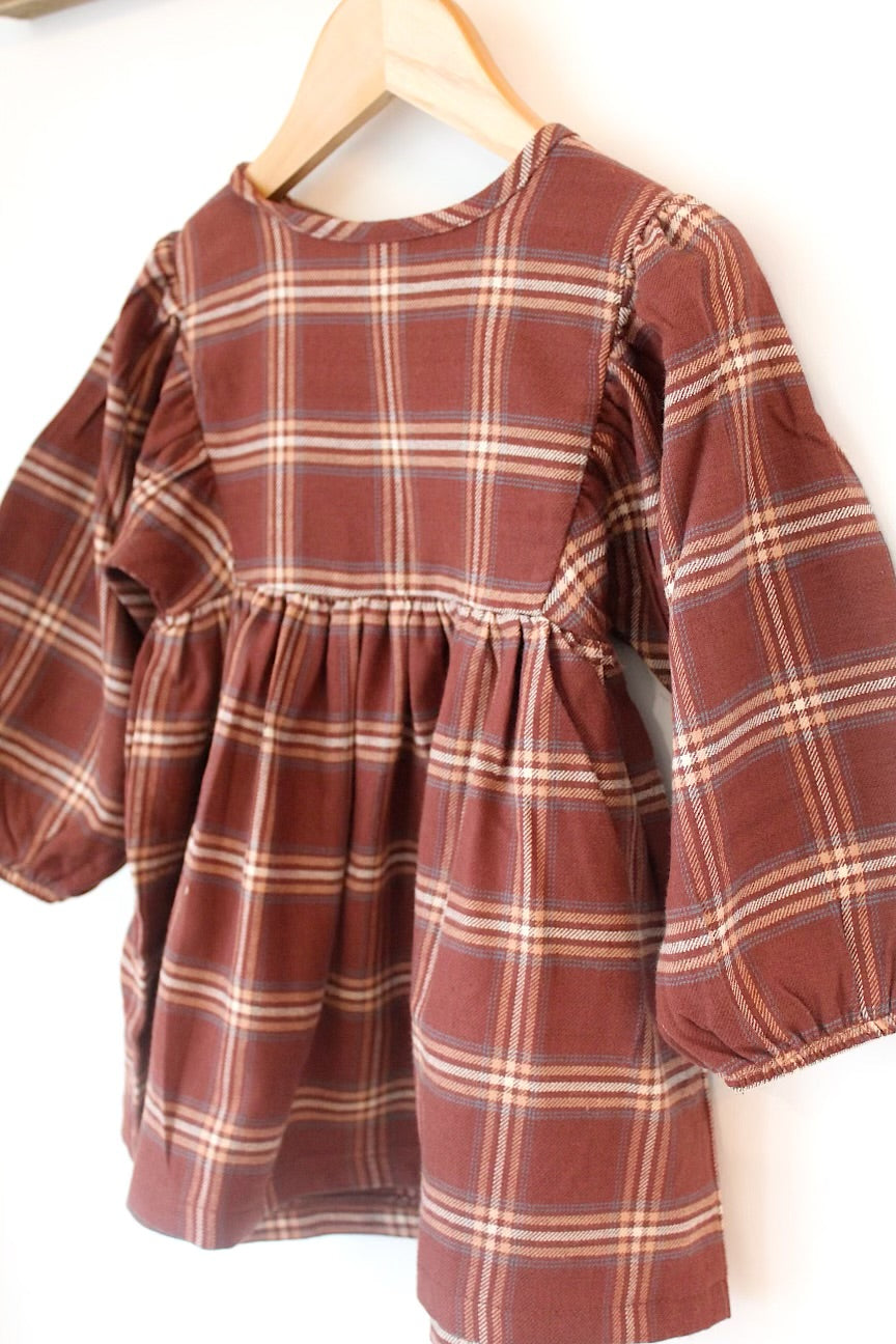 Puff Sleeve Plaid Dress